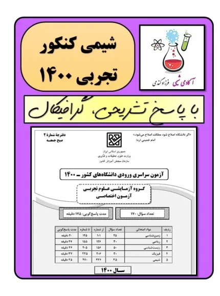 پاسخ تشریحی کامل سوالات شیمی کنکور تجربی ۱۴۰۰ + دانلود PDF